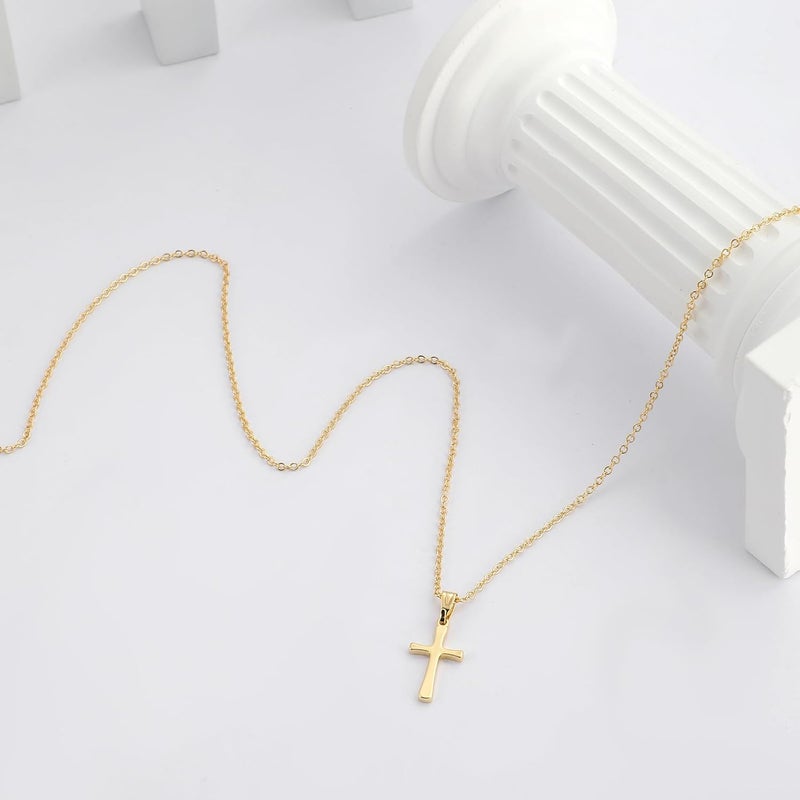 Rotnso Cross Necklace for Women 14K Gold Silver Plated Dainty Small Cross Pendant Choker Simple Trendy Cute Cross Charm Chain Necklace Easter Basket Stuffers Baptism Religious Faith Jewelry Gift - Image 4
